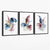 Botanisches Set aus 3 rosa-blauen floralen Leinwandbildern