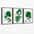Abstraktes grün-goldenes Blumenmotiv, Set aus 3 Leinwänden