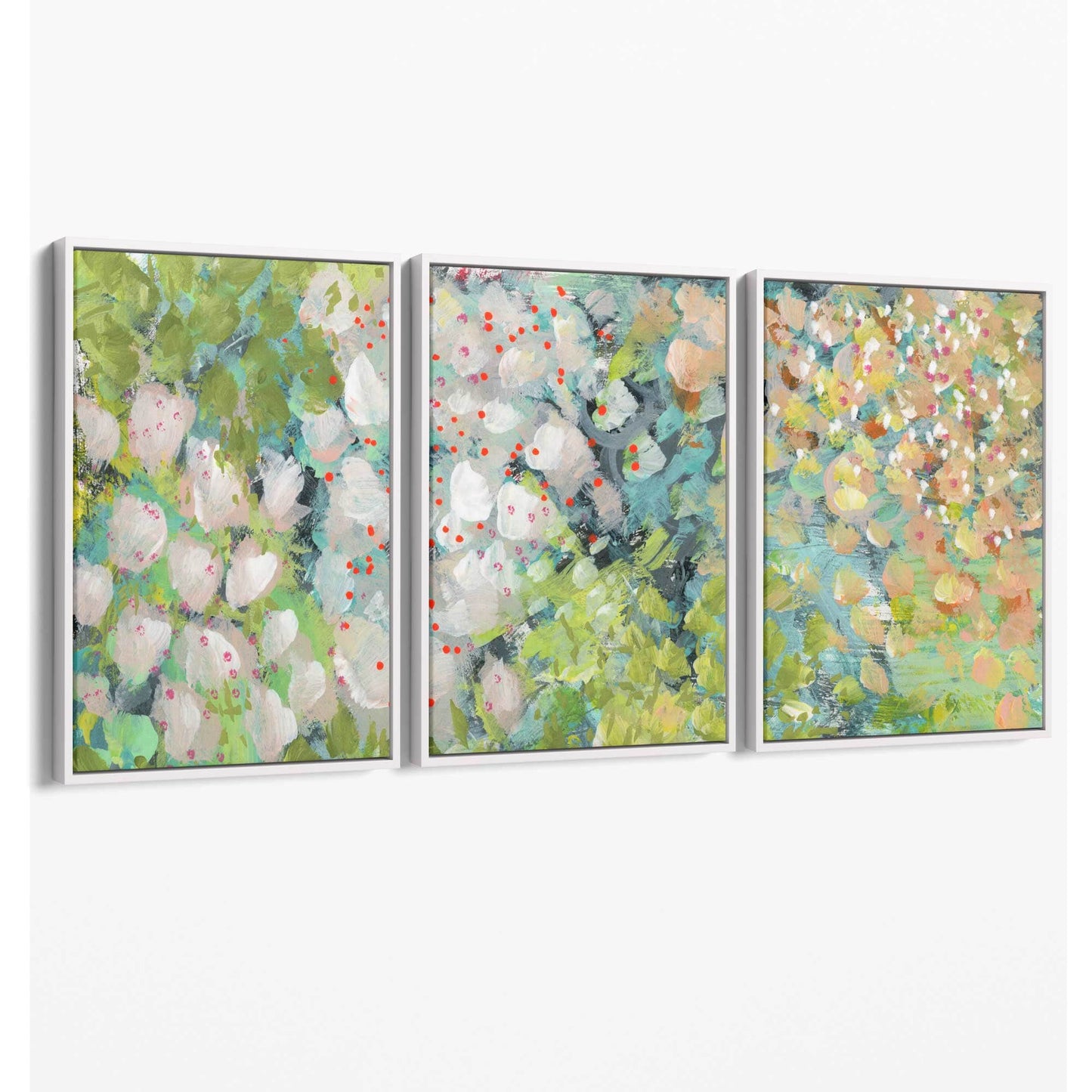 Abstrakte grüne Blumenkunst auf Leinwand