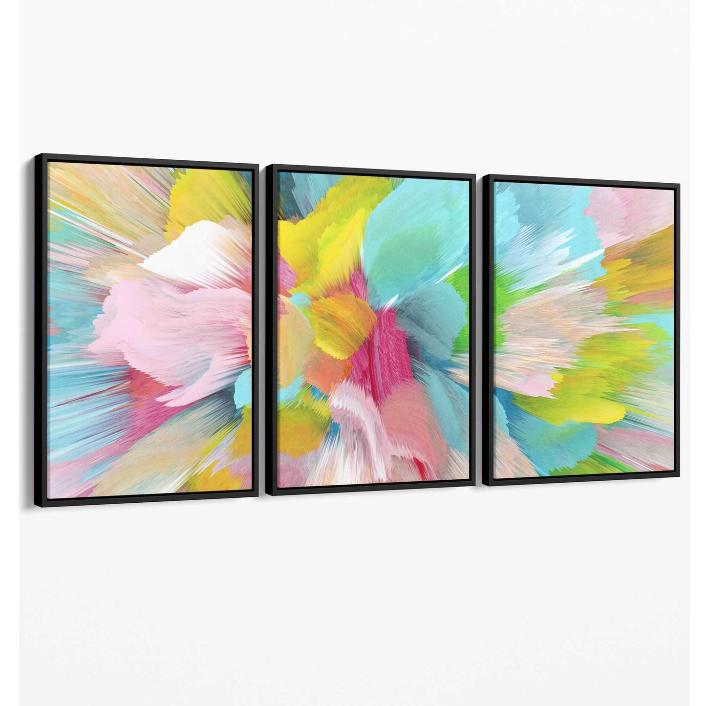 Abstraktes blau-rosa florales Wandbild auf Leinwand