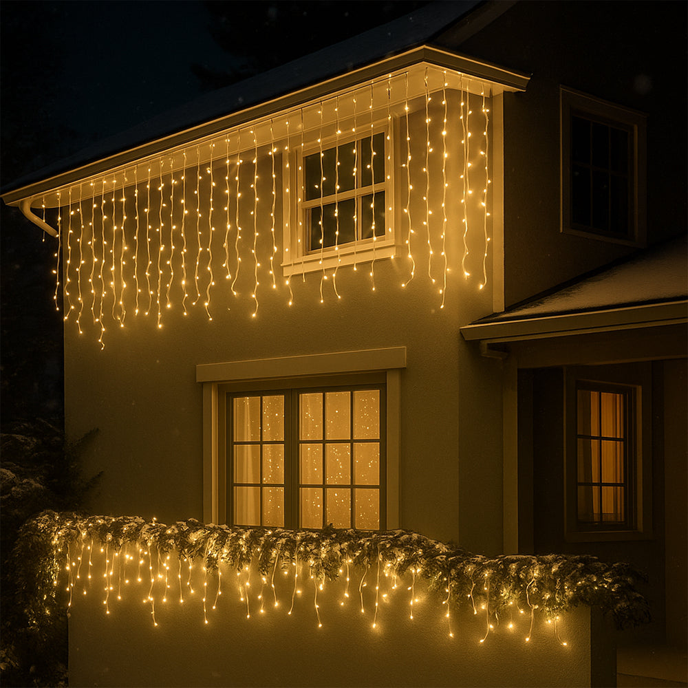 Lichterkette mit Eiszapfen 95 LED 3 Meter, warmweiß | Brehn