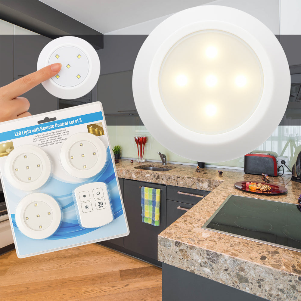 LED Spot (rund) 3 Stk. inkl. Fernbedienung | Brehn