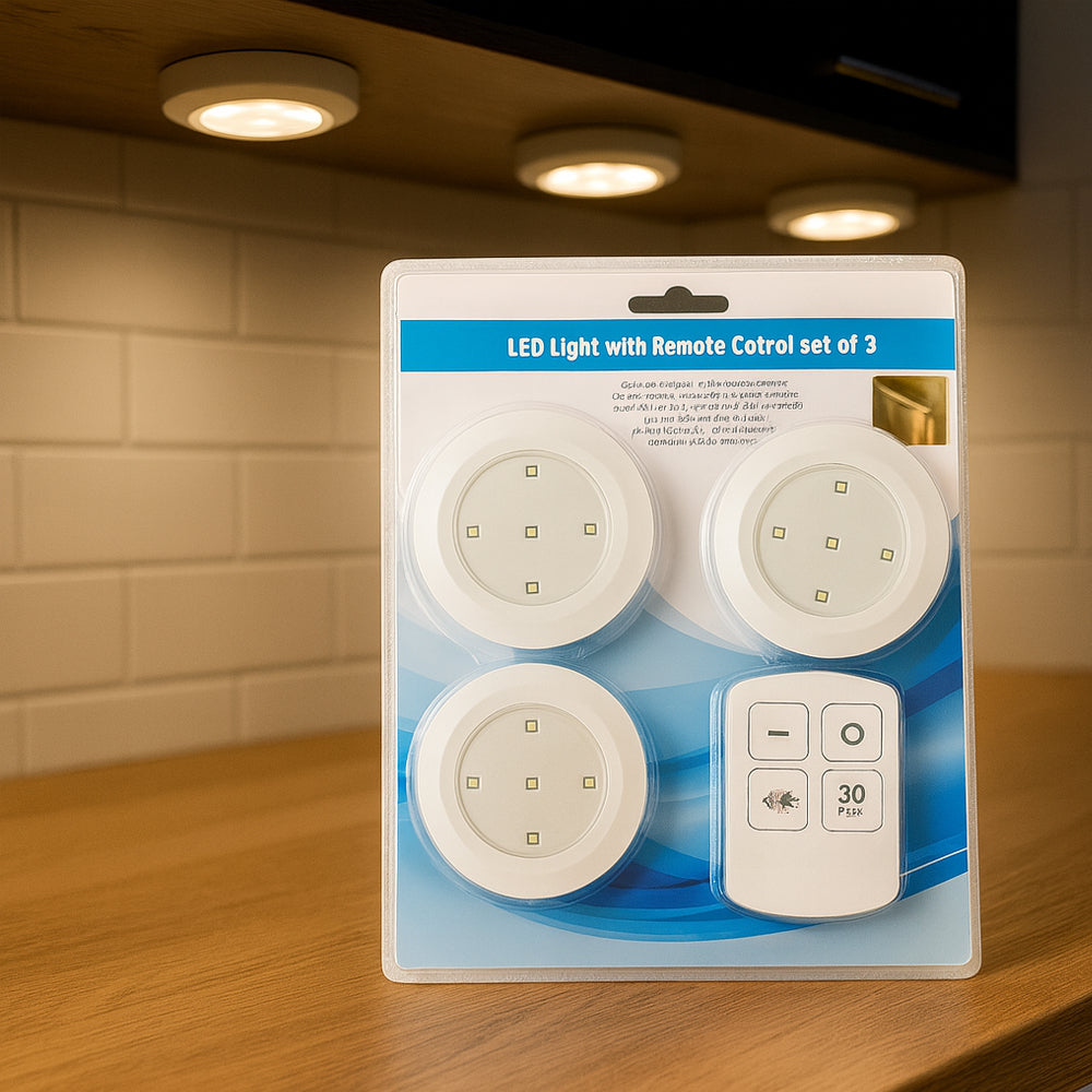 LED Spot (rund) 3 Stk. inkl. Fernbedienung | Brehn