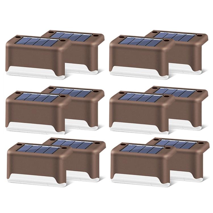 Brehn | 12 PCS Solar Powered LED Außenstufenlicht IP65 wasserdicht Gartenlampe, warmweißes Licht (Braun)