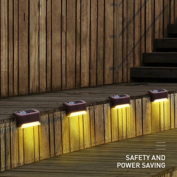 Brehn | 12 PCS Solar Powered LED Außenstufenlicht IP65 wasserdicht Gartenlampe, warmweißes Licht (Braun)
