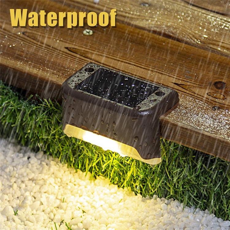 Brehn | 12 PCS Solar Powered LED Außenstufenlicht IP65 wasserdicht Gartenlampe, warmweißes Licht (Braun)