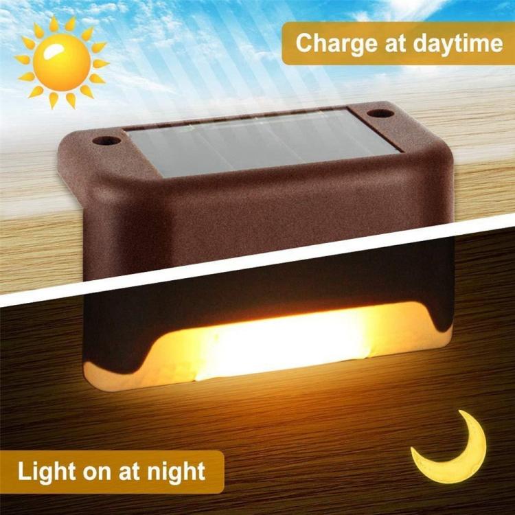 Brehn | 12 PCS Solar Powered LED Außenstufenlicht IP65 wasserdicht Gartenlampe, warmweißes Licht (Braun)