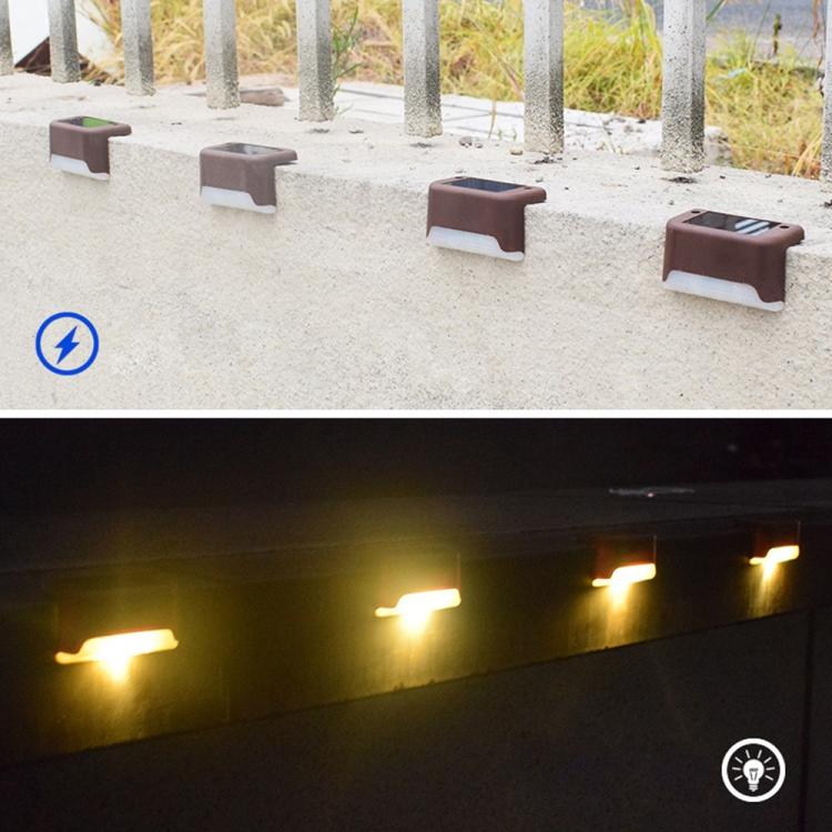 Brehn | 12 PCS Solar Powered LED Außenstufenlicht IP65 wasserdicht Gartenlampe, warmweißes Licht (Braun)
