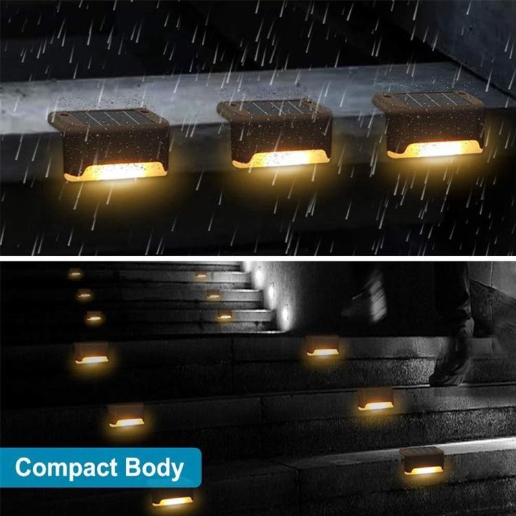 Brehn | 12 PCS Solar Powered LED Außenstufenlicht IP65 wasserdicht Gartenlampe, warmweißes Licht (Braun)