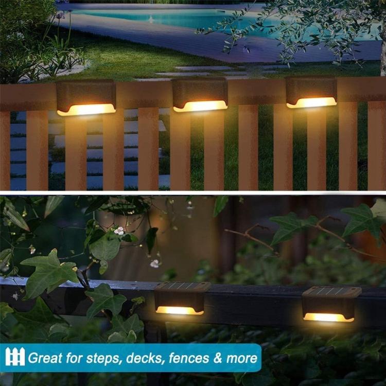 Brehn | 12 PCS Solar Powered LED Außenstufenlicht IP65 wasserdicht Gartenlampe, warmweißes Licht (Braun)