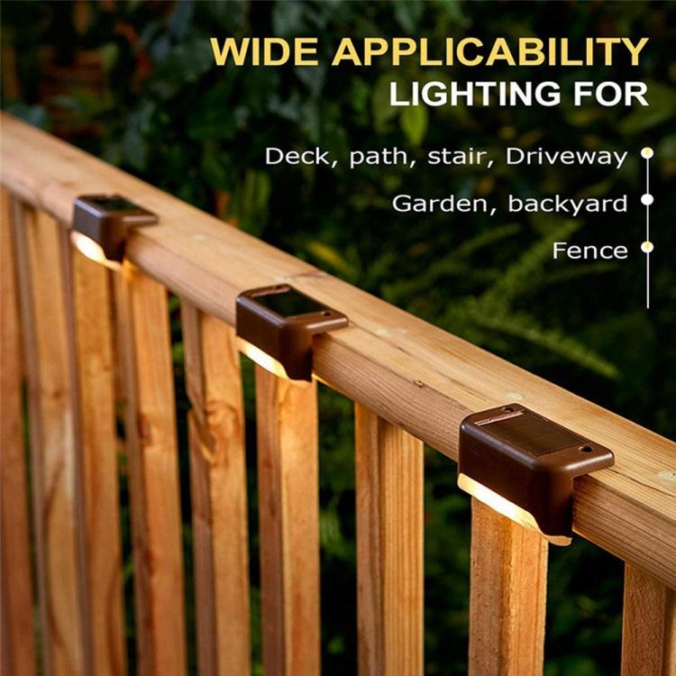 Brehn | 12 PCS Solar Powered LED Außenstufenlicht IP65 wasserdicht Gartenlampe, warmweißes Licht (Braun)