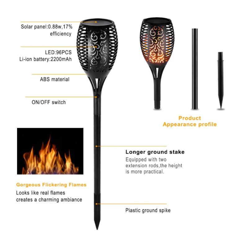 LED Solar Gartentorpedos Deluxe 96 LED (4 Stück) | Brehn