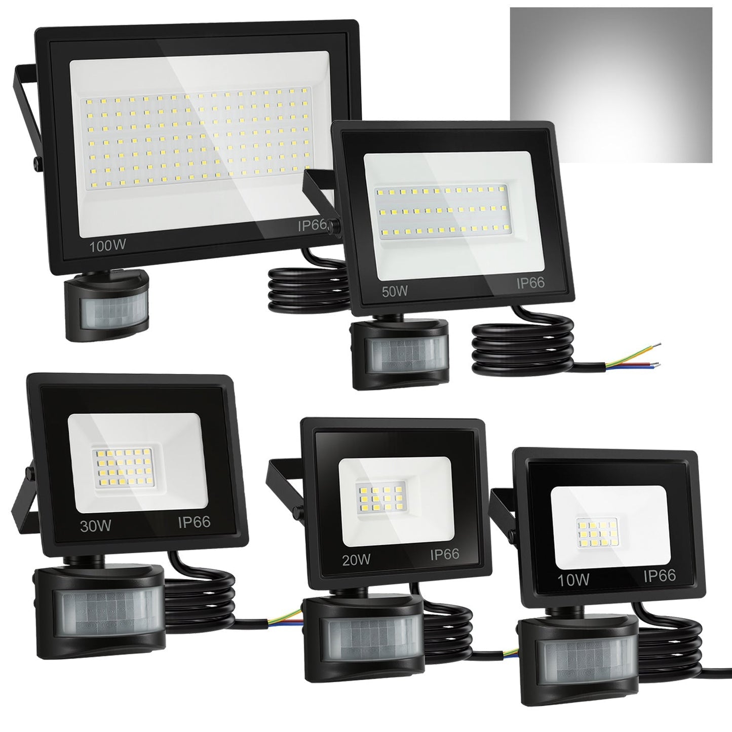 LED Fluter mit Bewegungsmelder Kaltweiß 10W-100W(kein Stecker) | Brehn