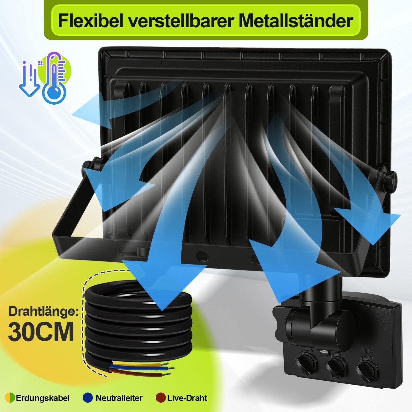 LED Fluter mit Bewegungsmelder Kaltweiß 10W-100W(kein Stecker) | Brehn