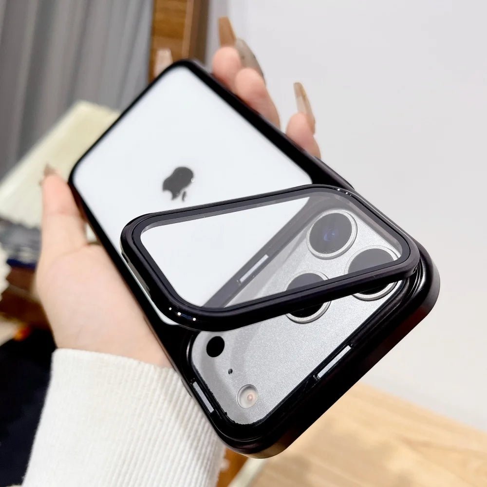 Ultradünne iPhone 17 Hülle mit faltbarem Kameraständer und Glasschutz