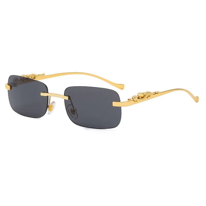 Randlose Sonnenbrille mit Leopardenkopf-Design und UV400-Schutz