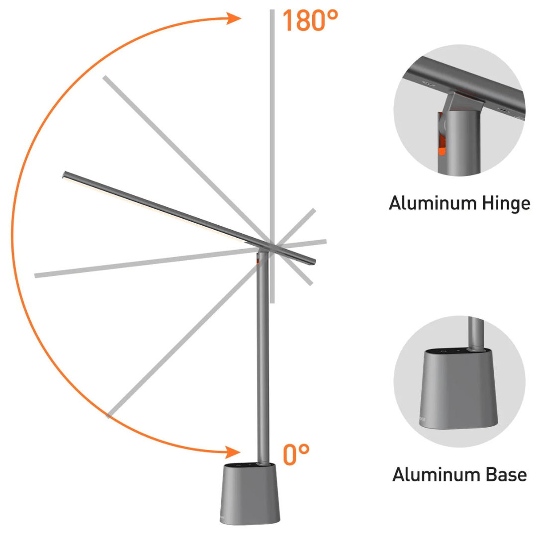 Intelligente, faltbare LED-Schreibtischlampe mit Akku und Dimmfunktion