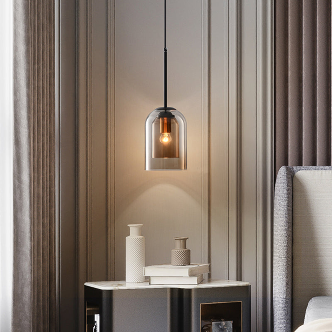 LuxeBeam Leuchte – Moderne Pendelleuchte aus Doppelbogenglas