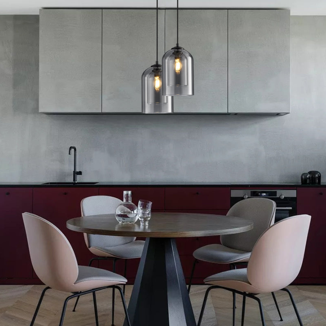 LuxeBeam Leuchte – Moderne Pendelleuchte aus Doppelbogenglas