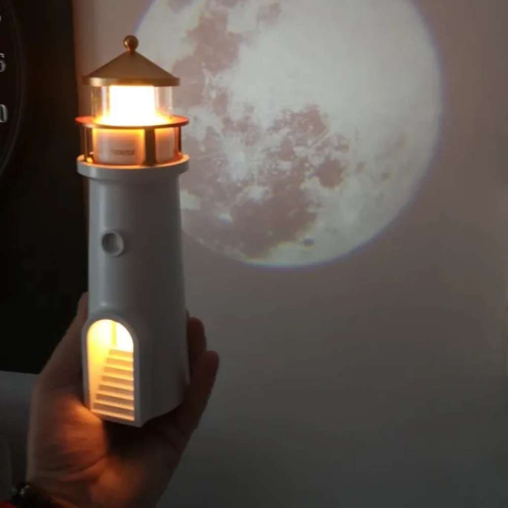 Brehn | Mond Nachtlampe mit 3D-Projektion und Laternenlicht – Ideal für Schlafzimmer, Fernbedienung, USB-C-Akku