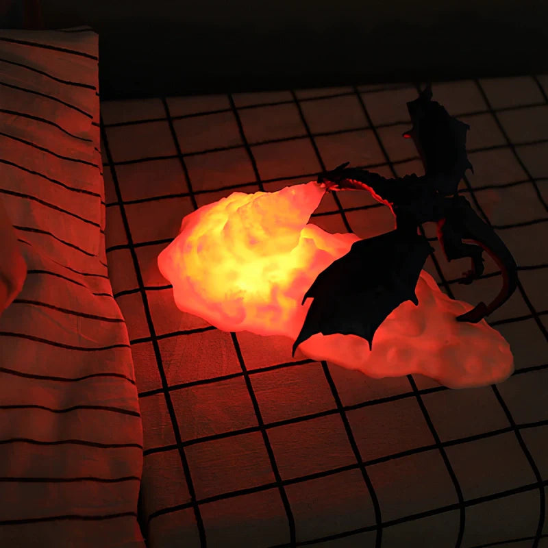 Brehn | LED Nachtlicht mit Drachenflamme – 3D-Skulptur, USB-Laden, Perfekt für Gamer
