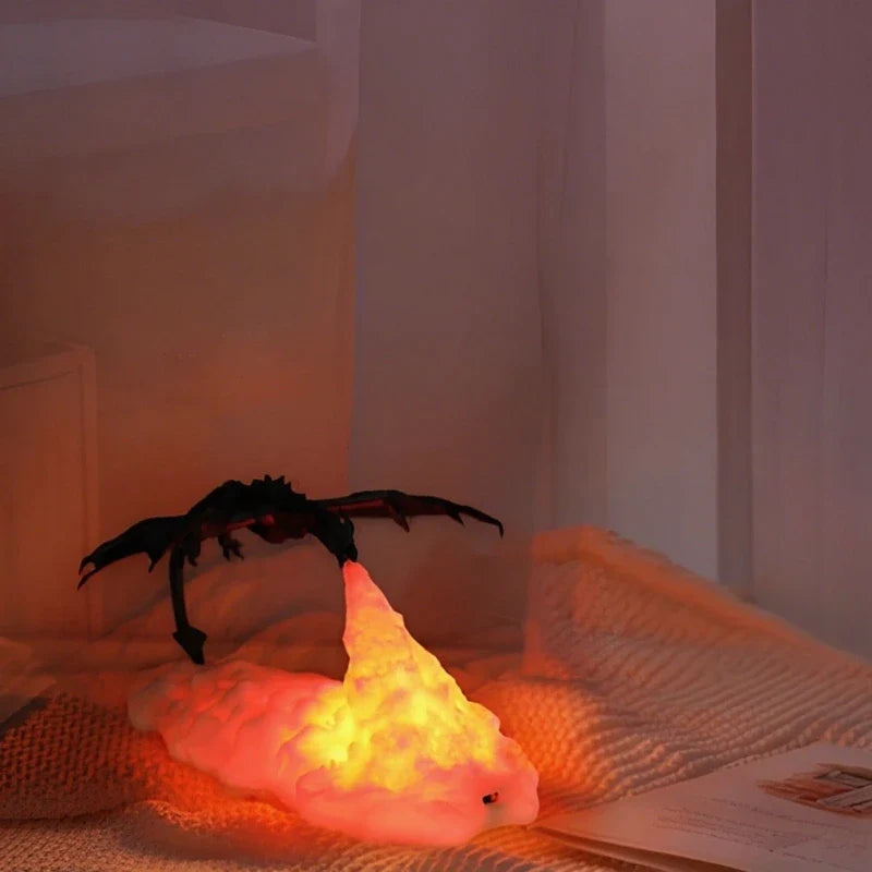 Brehn | LED Nachtlicht mit Drachenflamme – 3D-Skulptur, USB-Laden, Perfekt für Gamer