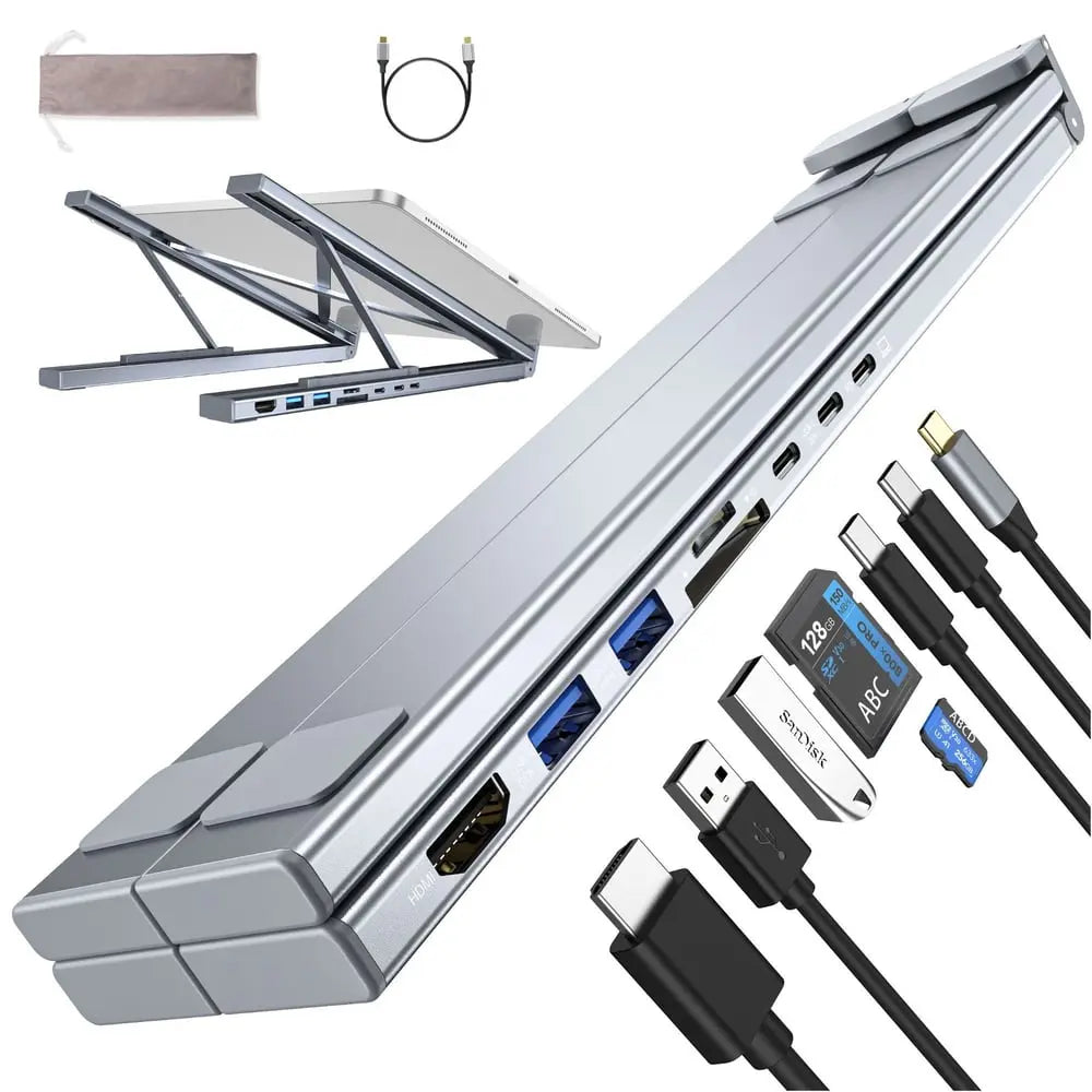 Faltbarer Laptop-Ständer mit 8-in-1 Hub – Für Technik-Enthusiasten & Schnellladungs-Fans
