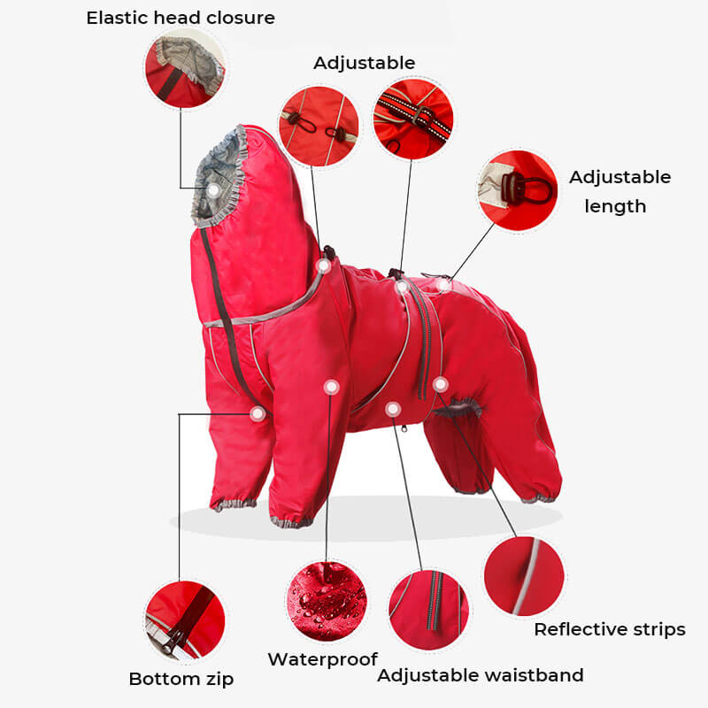Große Hund Outdoor Jacke Wasserdicht Verstellbarer Hund Regenmantel