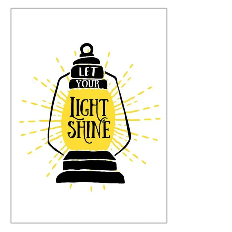 Lass Dein Licht Scheinen Inspirierende Zitate Wandkunst Gelb Schwarz Leinwanddrucke Tägliches Mantra Positivität Poster Bilder Für Wohnzimmer Schlafzimmer Arbeitszimmer Kunstdekoration