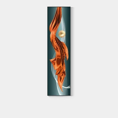 Licht Luxus Abstrakte Goldene Drapierung Feine Kunst Leinwand Drucke Vertikale Wand Kunst Stücke mit Reichen Amber Tönen und Glänzender Kugel für Modernes Zuhause oder Bürodekor