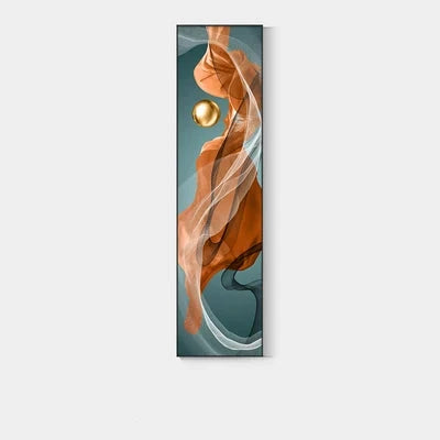 Licht Luxus Abstrakte Goldene Drapierung Feine Kunst Leinwand Drucke Vertikale Wand Kunst Stücke mit Reichen Amber Tönen und Glänzender Kugel für Modernes Zuhause oder Bürodekor