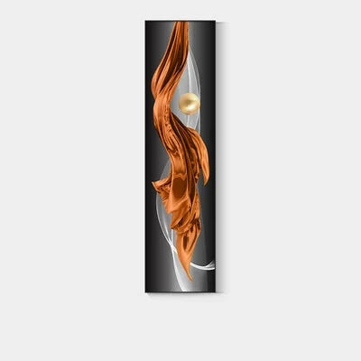 Licht Luxus Abstrakte Goldene Drapierung Feine Kunst Leinwand Drucke Vertikale Wand Kunst Stücke mit Reichen Amber Tönen und Glänzender Kugel für Modernes Zuhause oder Bürodekor