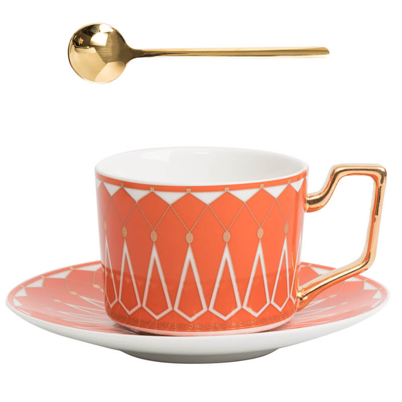 Quadratischer Kaffeebecher mit Retro-Muster