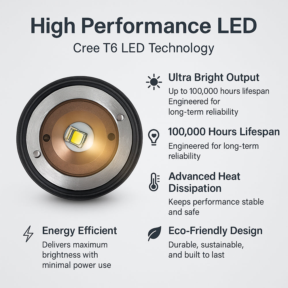 Taclight LED Zoom-Taschenlampe (wasserdicht und stoßfest) m/5 Funktionen | Brehn