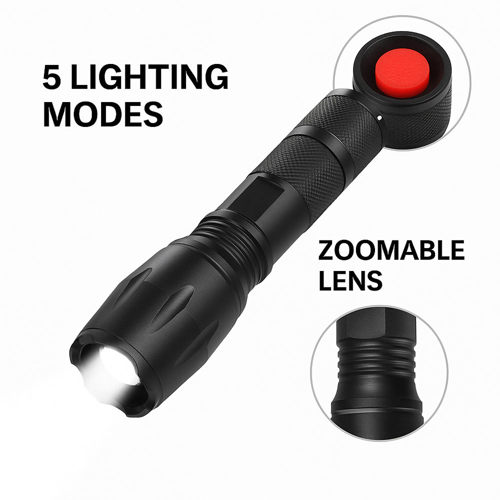 Taclight LED Zoom-Taschenlampe (wasserdicht und stoßfest) m/5 Funktionen | Brehn