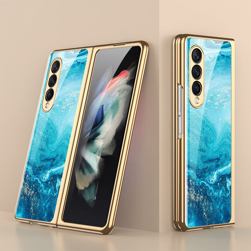 Luxuriöse Schutzhülle aus gehärtetem Glas mit hochwertiger Beschichtung für Samsung Galaxy Z Fold 3 5G