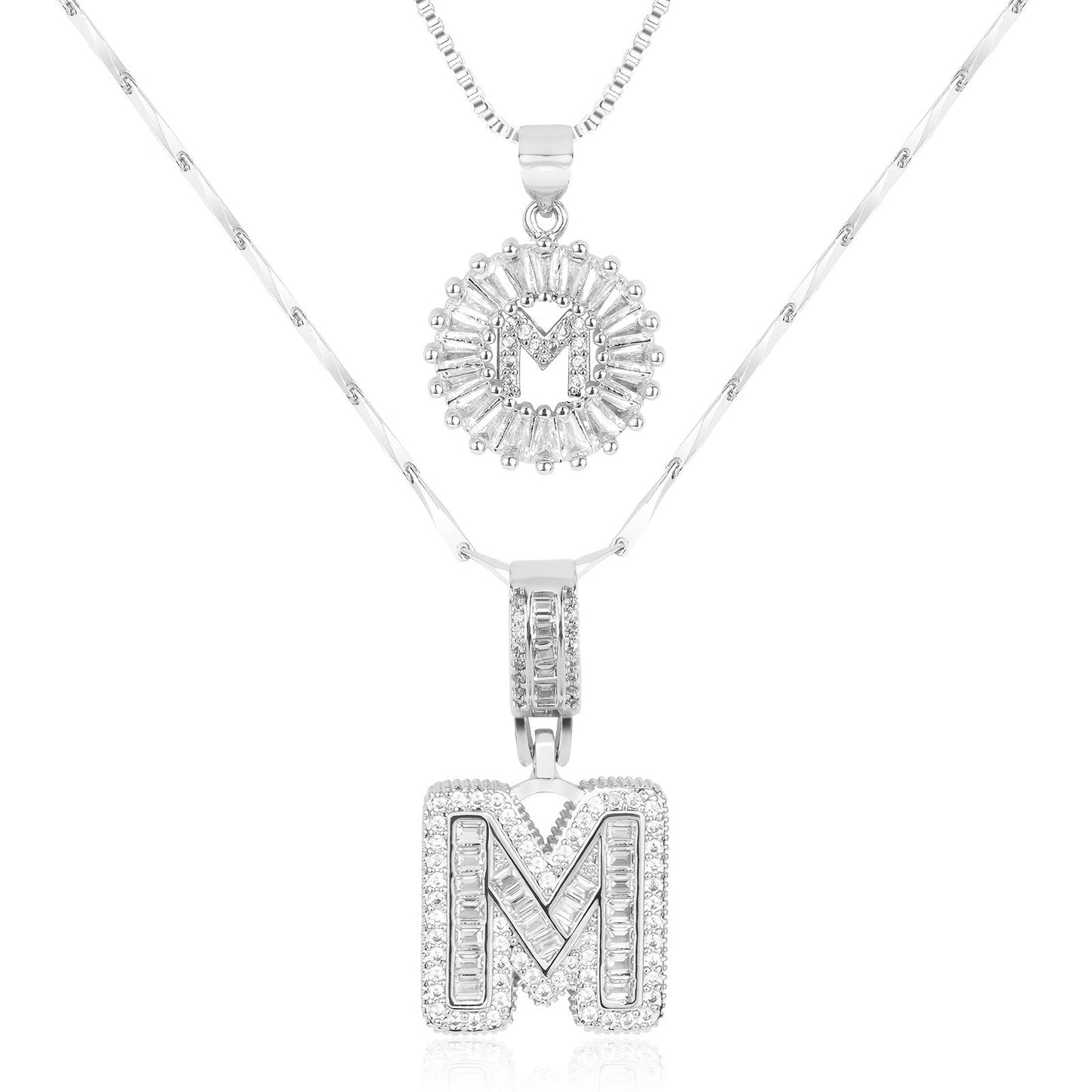 Brehn | 2pc 14k Diamant Buchstaben Initialen Halsketten