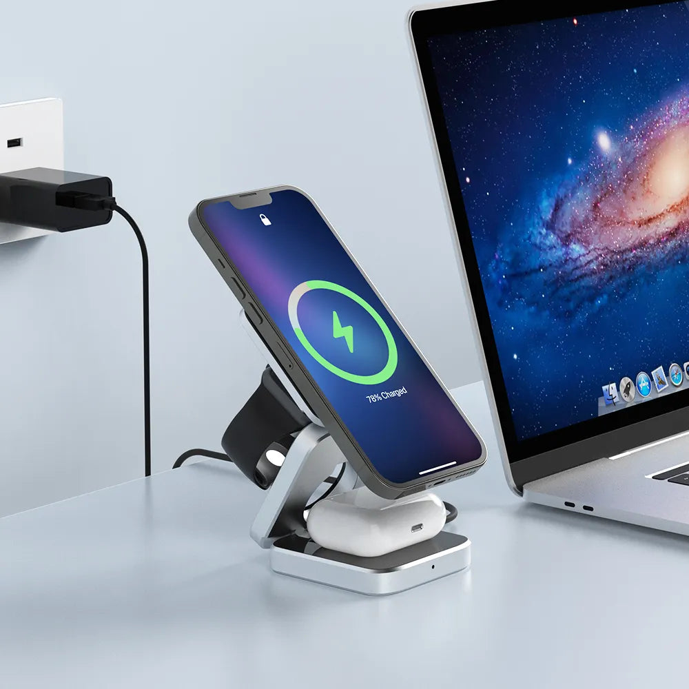 PowerFlex 3-in-1 Ladegerät - Magnetisch & Zusammenklappbar Ladegerät Brehn