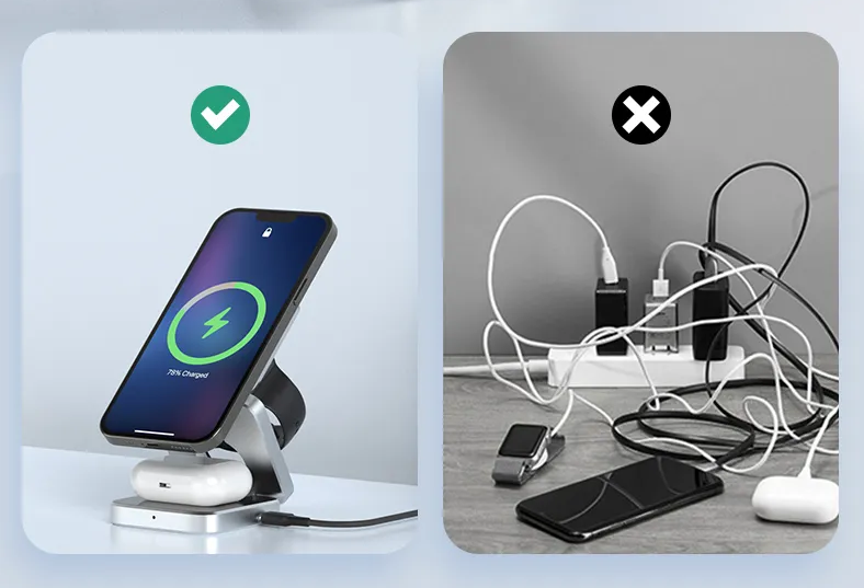 PowerFlex 3-in-1 Ladegerät - Magnetisch & Zusammenklappbar Ladegerät Brehn