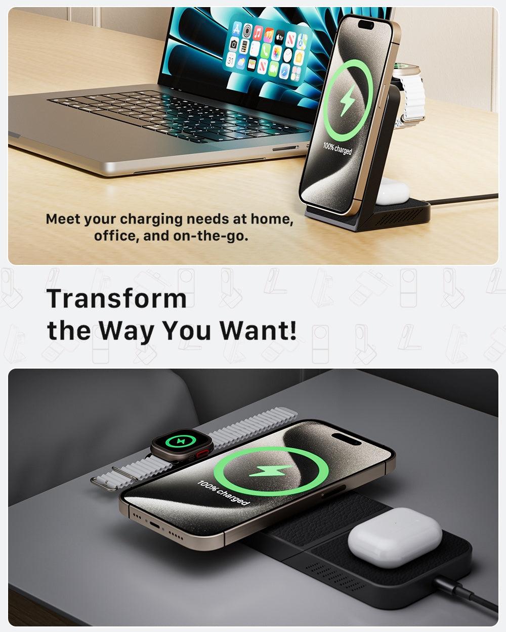 Brehn | LuxCharge Elite Wireless Hub | 3-in-1 Schnelllade-Lösung für nahtlosen Komfort