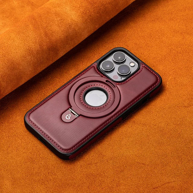 Brehn | Magnetische Hülle mit Ständer für iPhone – PU-Leder, kompatibel mit MagSafe
