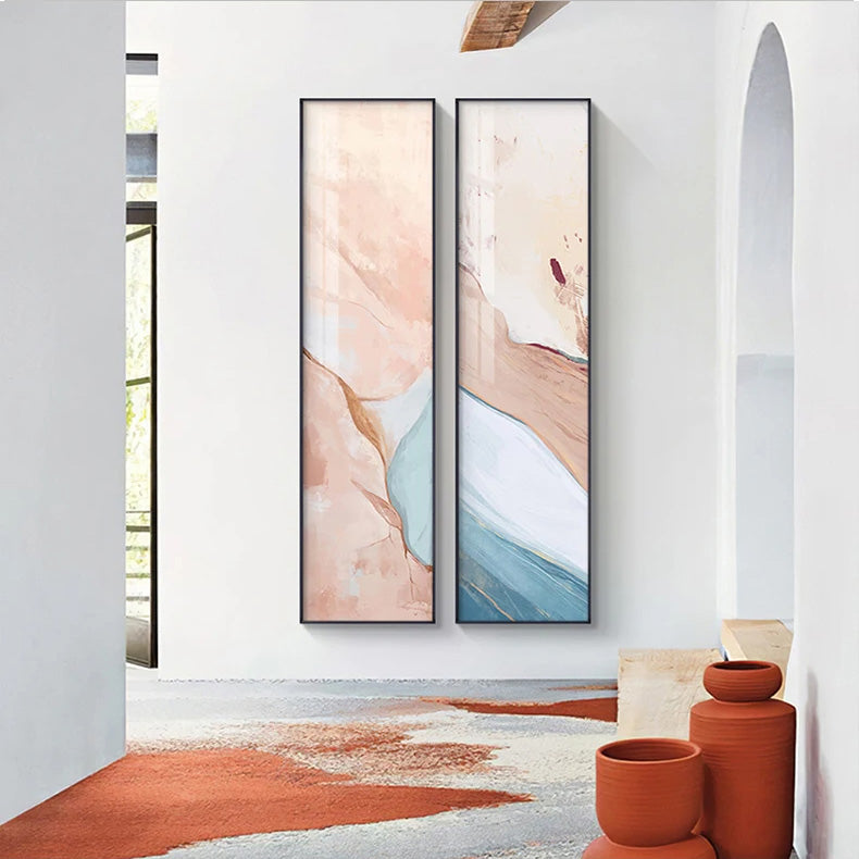 Marmor Druck Abstract Vertikale Format Wandkunst Blau Pastell Rosa Bilder Für Modernes Wohnzimmer Schlafzimmer Eingangsbereich Wanddekoration | Brehn