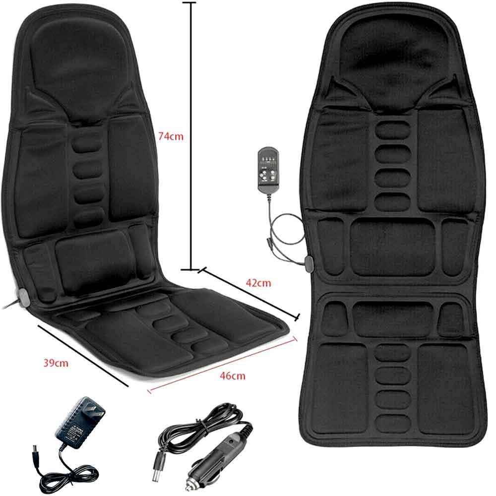 Brehn | Ergonomische Massage-Sitzauflage | Shiatsu- & Vibrationsmassage für Nacken, Rücken & Oberschenkel | Zuschaltbare Wärmefunktion | Inkl. Auto-Adapter & Fernbedienung