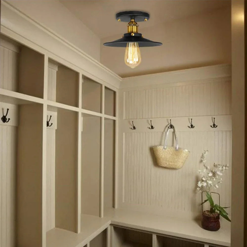 Vintage Deckenlampe im Industriestil, Retro Deckenleuchte mit Edison Glühbirne, LED-kompatibel | Brehn