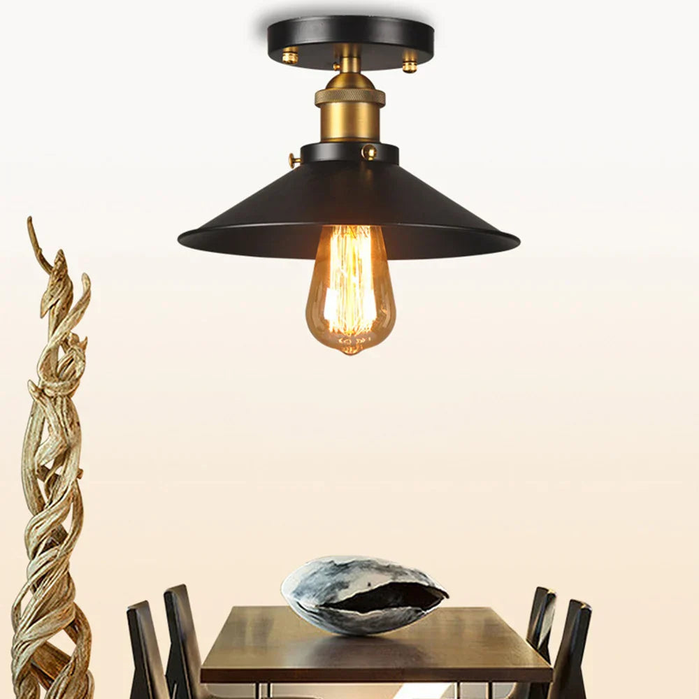 Vintage Deckenlampe im Industriestil, Retro Deckenleuchte mit Edison Glühbirne, LED-kompatibel | Brehn