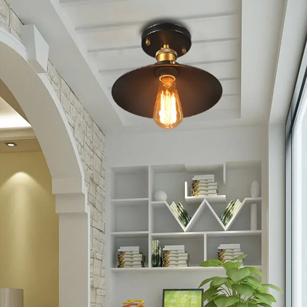 Vintage Deckenlampe im Industriestil, Retro Deckenleuchte mit Edison Glühbirne, LED-kompatibel | Brehn