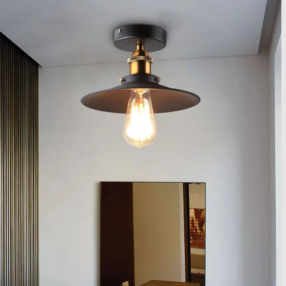 Vintage Deckenlampe im Industriestil, Retro Deckenleuchte mit Edison Glühbirne, LED-kompatibel | Brehn