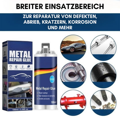 Brehn | Hochleistungs-Metall-Reparaturkleber | Industriekleber für Gusseisen, Stahl & Aluminium | Hitzebeständig & Wasserfest | 100ml Flüssigmetall-Reparaturset | Silber