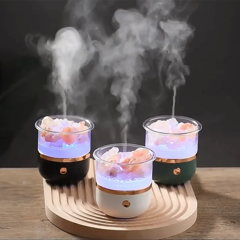 Brehn | Himalaya Salzkrystalllampe & Ätherischer Öl Diffusor, USB Ultraschall Luftbefeuchter für Zuhause & Büro