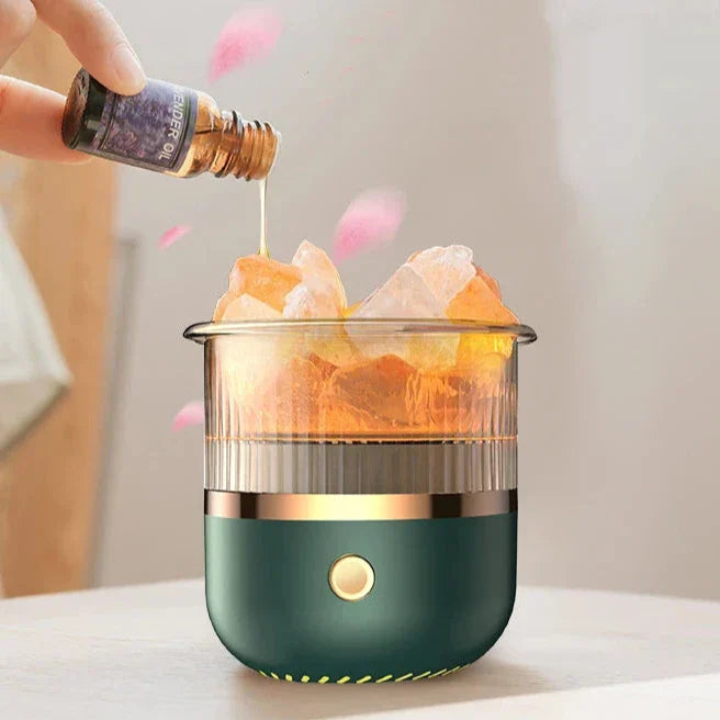 Brehn | Himalaya Salzkrystalllampe & Ätherischer Öl Diffusor, USB Ultraschall Luftbefeuchter für Zuhause & Büro